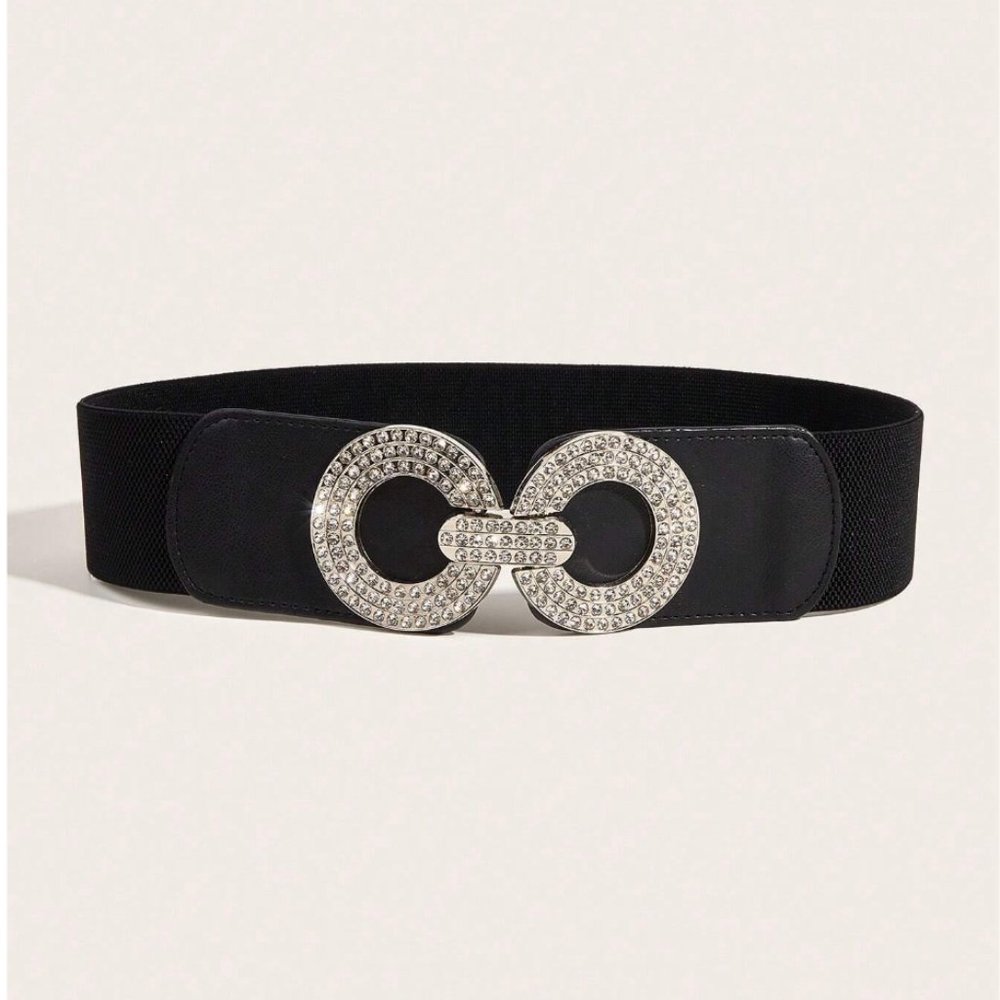 LAST ONE ๐ฅ Silver/Black Rhinestone Stretch Belt - Picture 2 of 5
